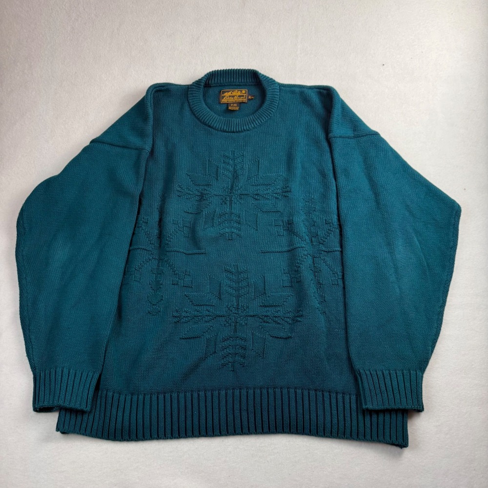 Eddie Bauer Mens XL Heavyweight Cotton Snowflake Crewneck Sweater Vintage